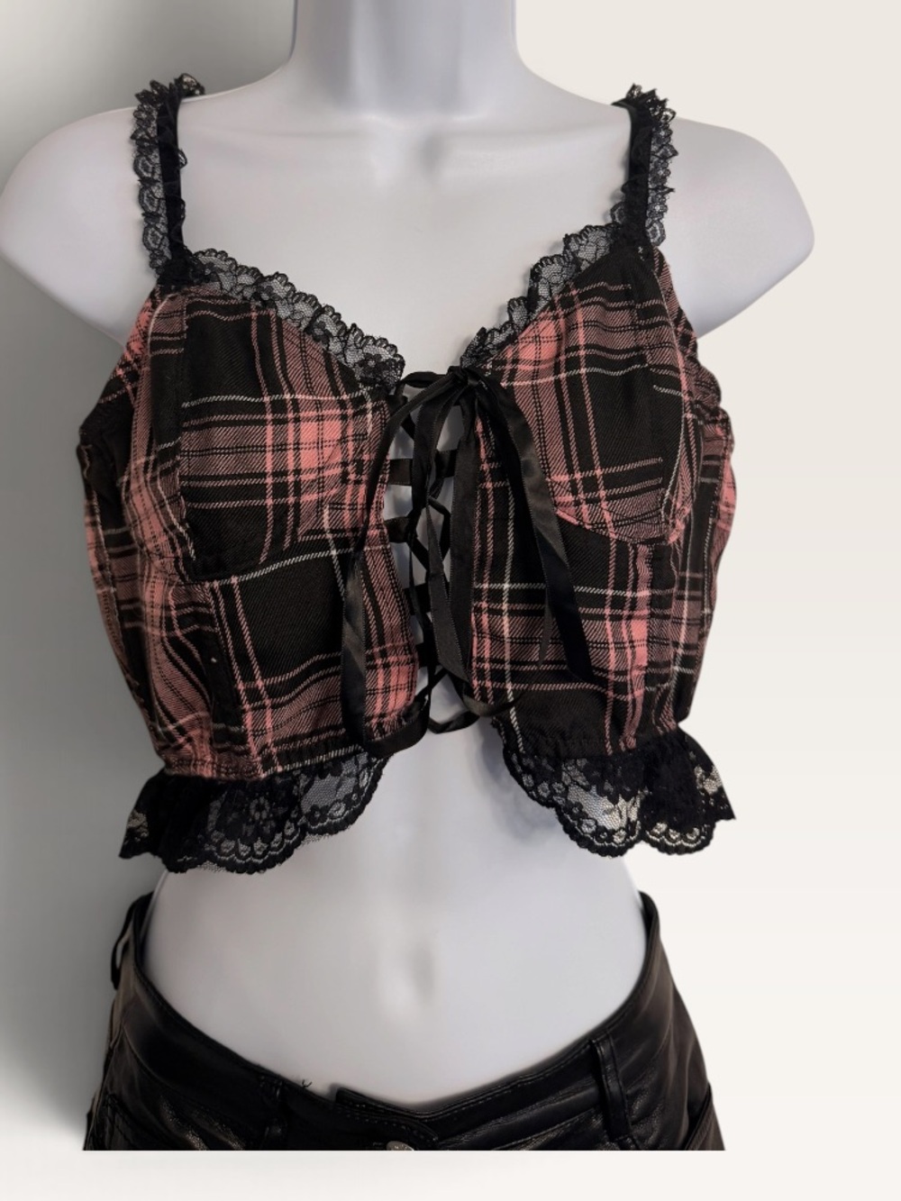 Dolls Kill Widow Charm School Dropout Pink Plaid Cami Size Small